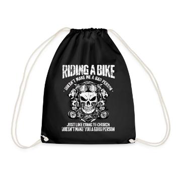 Motorcycle Motorcyclist Church Motorcycling - Drawstring Bag - black - Front