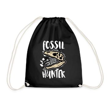 Fossil Hunter T-Rex archaeologist archeology Dino - Drawstring Bag - black - Front