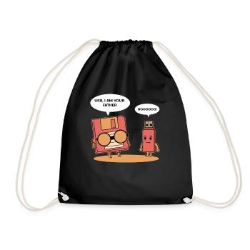 Funny USB diskette cassette 80s - Drawstring Bag - black - Front