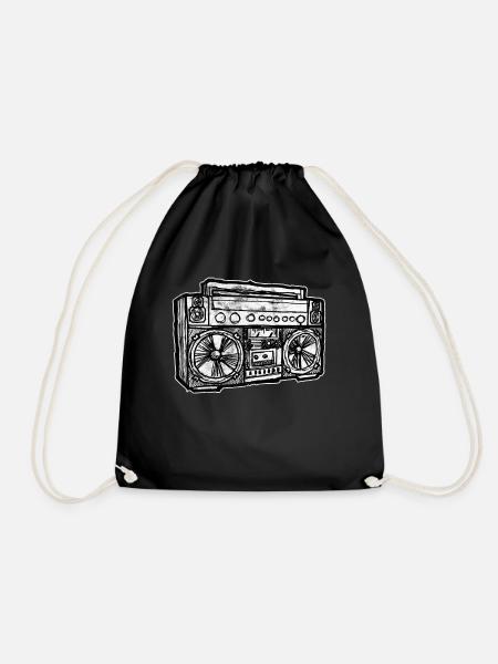 Cassette Ghetto Blaster Hip Hop - Drawstring Bag - black
