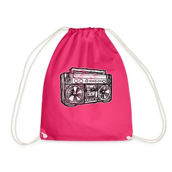 Cassette Ghetto Blaster Hip Hop - Drawstring Bag - fuchsia - Front