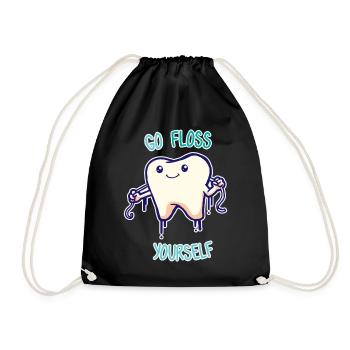 Tooth dentist flossing - Drawstring Bag - black - Front