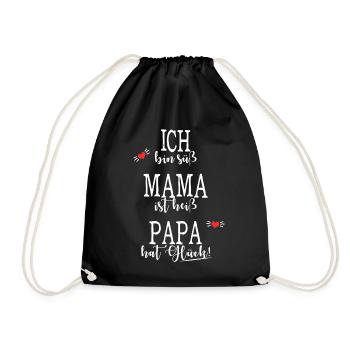 Papa Mama Baby Vatertag Glueck - Turnbeutel - Schwarz - Vorne