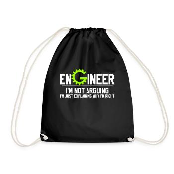 Zahnrad Ingenieur - Turnbeutel - Schwarz - Vorne