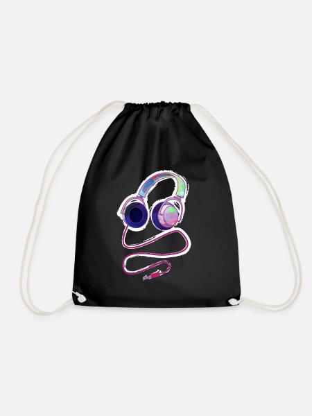 Headphone - Drawstring Bag - black