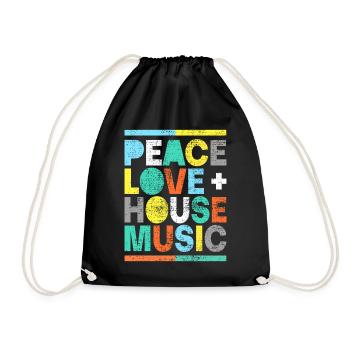 Frieden Liebe Haus Musik - Turnbeutel - Schwarz - Vorne