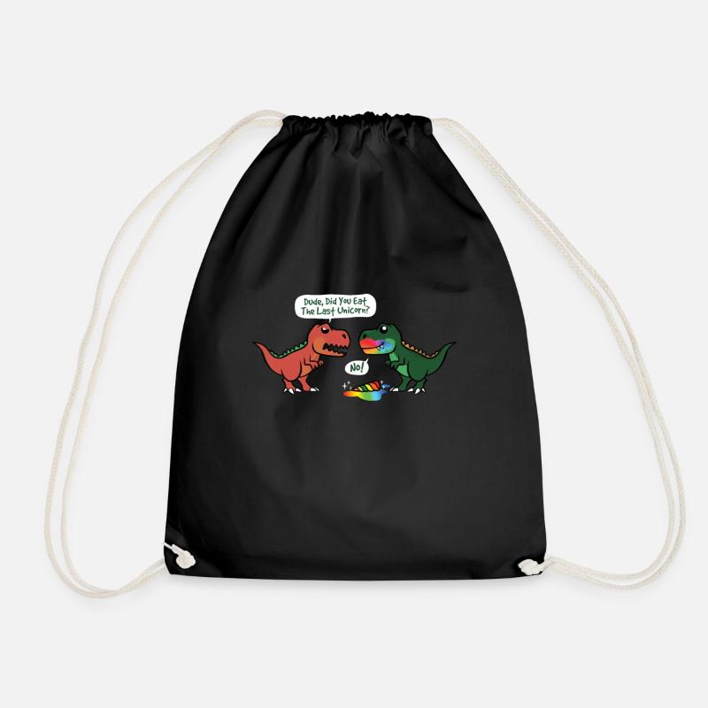 Did You Eat The Last Unicorn Dinosaur - Drawstring Bag - black