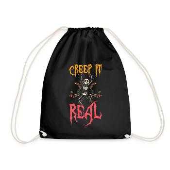 Halloween Kriechen Es echte gruselige Skelett - Turnbeutel - Schwarz - Vorne