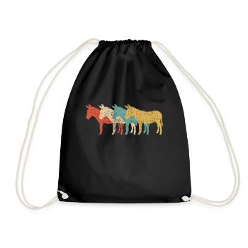 Retro donkey - Drawstring Bag - black - Front