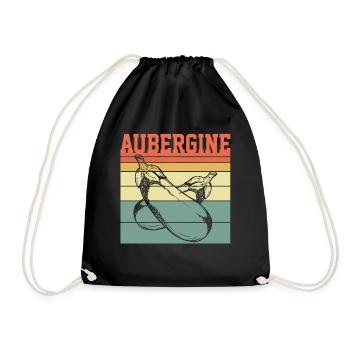 Vegan Aubergine Retro TShirt Bio Oeko - Turnbeutel - Schwarz - Vorne