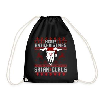 Merry Antichristmas - Satan Claus Ugly Sweater - Drawstring Bag - black - Front