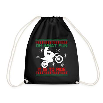 Motocross Christmas design - Drawstring Bag - black - Front