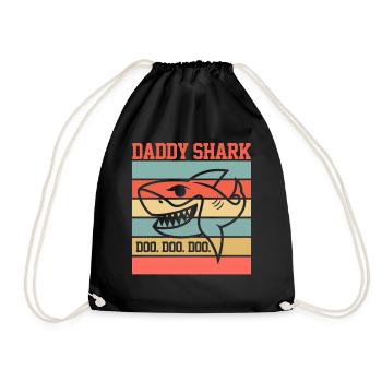 DADDY SHARK SHIRT - Drawstring Bag - black - Front