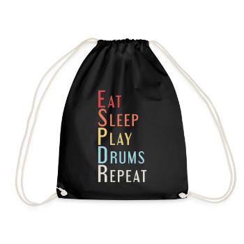 Eat Sleep Drums - Turnbeutel - Schwarz - Vorne