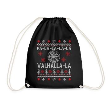 FALALALA VALHALLA LA - VIKING UGLY XMAS SWEATER - Drawstring Bag - black - Front
