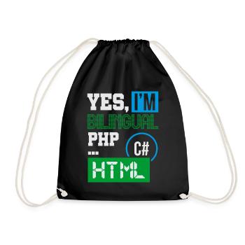 Computerprogrammierer Humor Ja, ich bin zweisprachig HTML - Turnbeutel - Schwarz - Vorne