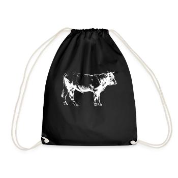 Cow - Drawstring Bag - black - Front