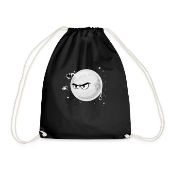 Moon hits astronaut space travel Space Funny - Drawstring Bag - black - Front