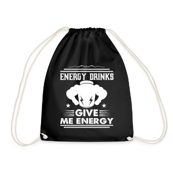 Energy Drinks Give Me Energy Muscleman Caffeine - Drawstring Bag - black - Front