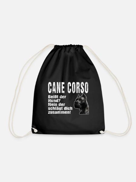 Cane Corso Hund Lustiger Spruch Beissen Schlagen - Turnbeutel - Schwarz