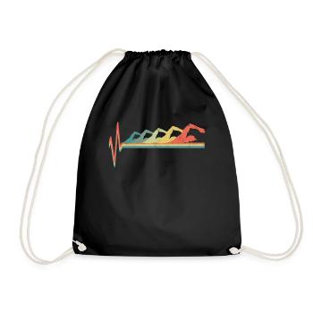 Retro Swimming Swimmer Athlete Sport - Drawstring Bag - black - Front