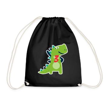 Geburtstag 3 Jähriges Kind Dinosaurier Geschenk - Turnbeutel - Schwarz - Vorne