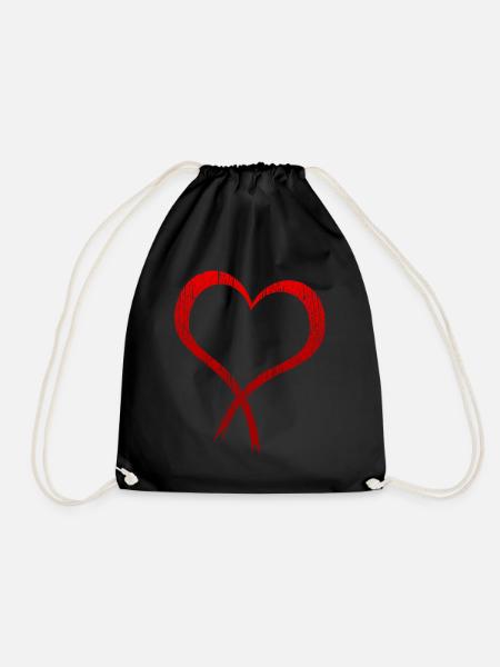 Rotes Herz-Band-Valentinsgruß-Tag - Turnbeutel - Schwarz