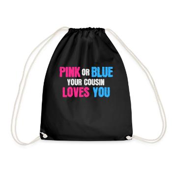 Counsin Pink Blue Baby Gender Reveal - Drawstring Bag - black - Front