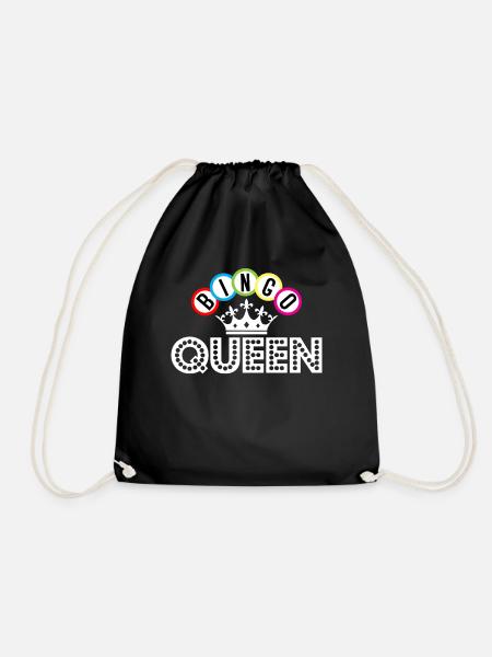 Bingo Bingo Queen Crown Bingo Balls - Drawstring Bag - black