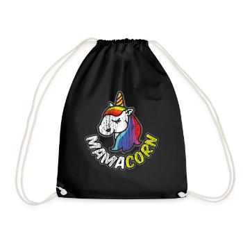 Muttertag Mama Corn Unicorn Rainbow Mom - Turnbeutel - Schwarz - Vorne