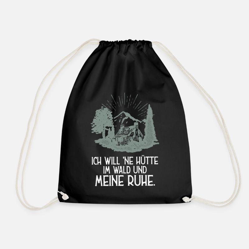 Ich hasse Menschen nervig Hütte Wald Ruhe Geschenk - Turnbeutel - Schwarz