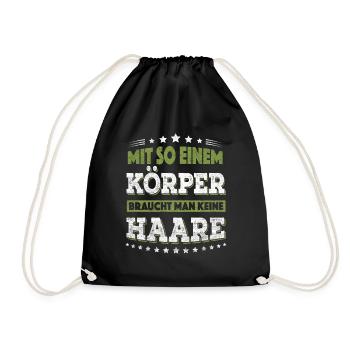 Lustiges Glatze keine Haare Sprüche Fun Geschenk - Turnbeutel - Schwarz - Vorne