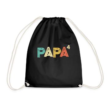 Papa hoch 4 Retro Vatertag Fun Geschenk für Väter - Turnbeutel - Schwarz - Vorne