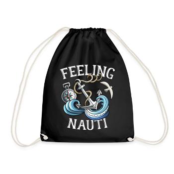 Beautiful sailor sea nautical waves regatta gift - Drawstring Bag - black - Front