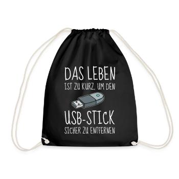 Office Humor Funny USB Flash Drive Office Fun Computer - Drawstring Bag - black - Front