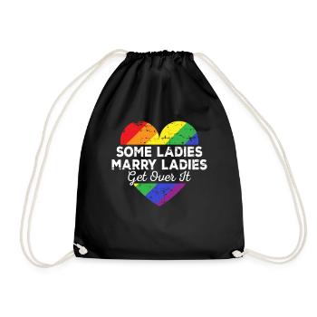 Wife marries wife wedding lesbian lesbian JGA - Drawstring Bag - black - Front