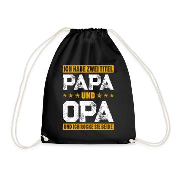 Papa Opa zwei Titel Vatertag Opa Loading Geschenk - Turnbeutel - Schwarz - Vorne