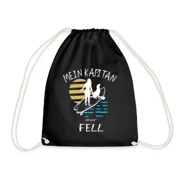 SUP mit Hund - Kapitän Stand up Paddle Geschenk - Turnbeutel - Schwarz - Vorne