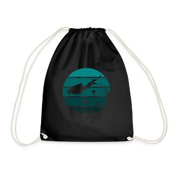 Plongée sous-marine monde coucher de soleil vintage - Sac de sport léger - noir - Devant