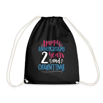 Happy Anniversary 2 Years and Counting 2nd - Drawstring Bag - black - Front
