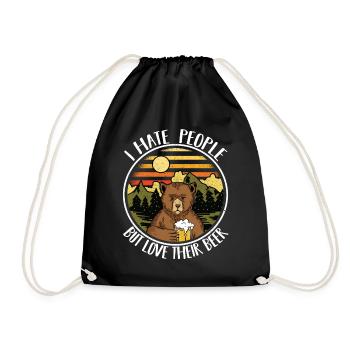 Camping Drôle de sort Camper cadeau bière ours - Sac de sport léger - noir - Devant