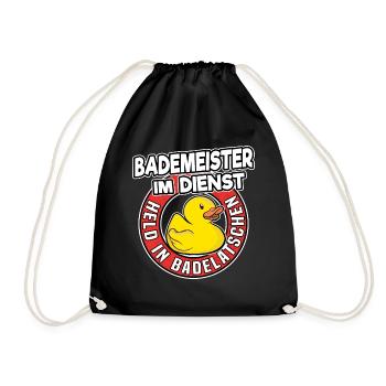 Bademeister Im Dienst Rettungsschwimmer Geschenk - Turnbeutel - Schwarz - Vorne