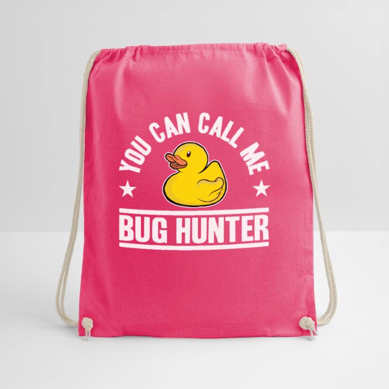 Call Me Bug Hunter Funny Rubber Duck Programming Drawstring Bag