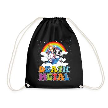 Funny Death Metal Animals Cute Unicorn Rainbow - Drawstring Bag - black - Front