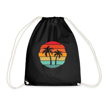 Palme Retro Art Tropical Beach Urlaubsgeschenk - Turnbeutel - Schwarz - Vorne