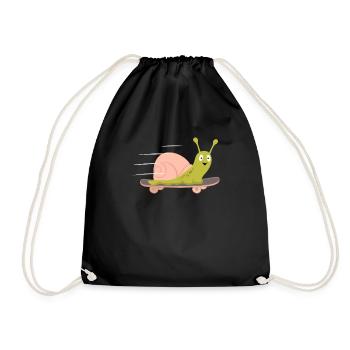 Snail Skateboard Skateboarding Fast Boarding - Drawstring Bag - black - Front