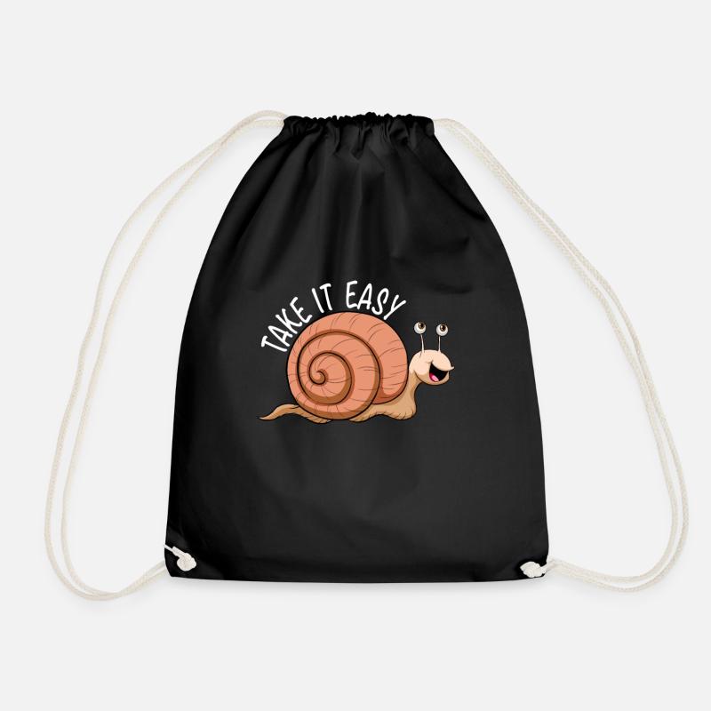 Schnecke Take It Easy Nacktschnecke Schneckenhaus - Turnbeutel - Schwarz