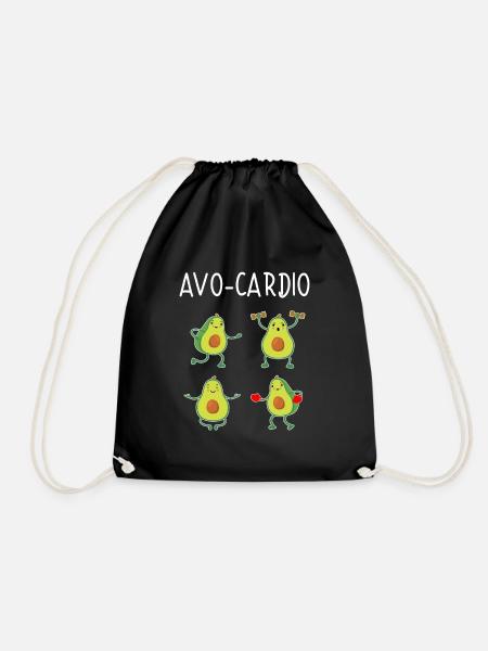 Avocardio Avocado Vegetarier Fitness Sportlich - Turnbeutel - Schwarz