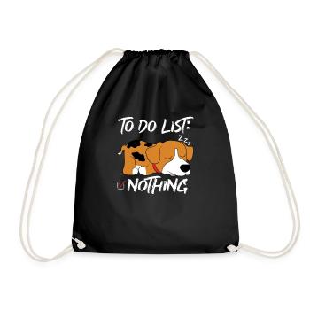 To do list nothing dog cute gift - Drawstring Bag - black - Front