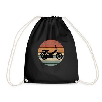 Moped Moped Sunset Moped Rider Moped Rider - Drawstring Bag - black - Front